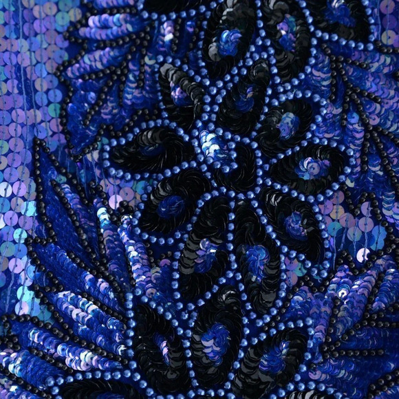 Vintage Lord & Taylor Purple 100% Silk Deadstock Sequins Short Sleeve Blouse M - Picture 9 of 15